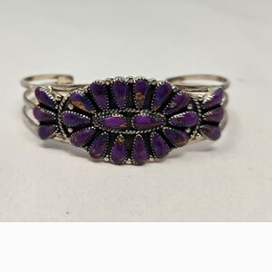 Mojave Purple Turquoise Sterling Silver Cuff Marked Sterling Made In Phillipines